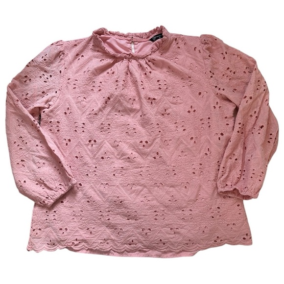 PrettyGarden Dressy Casual Embroidered Long Puff Sleeve Eyelet Blouse, sz XXL - Picture 2 of 9